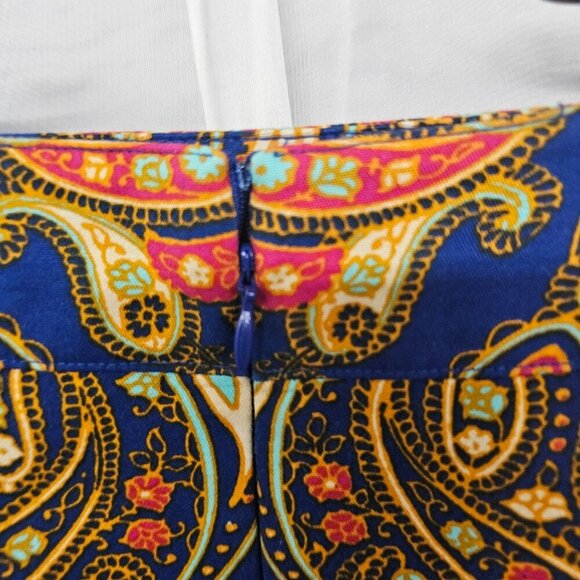 Merona Skirt Pencil Blue Paisley Retro Festival Boho 14 - Picture 7 of 13